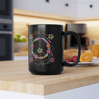 Funny Peace Love & Light Black Mug