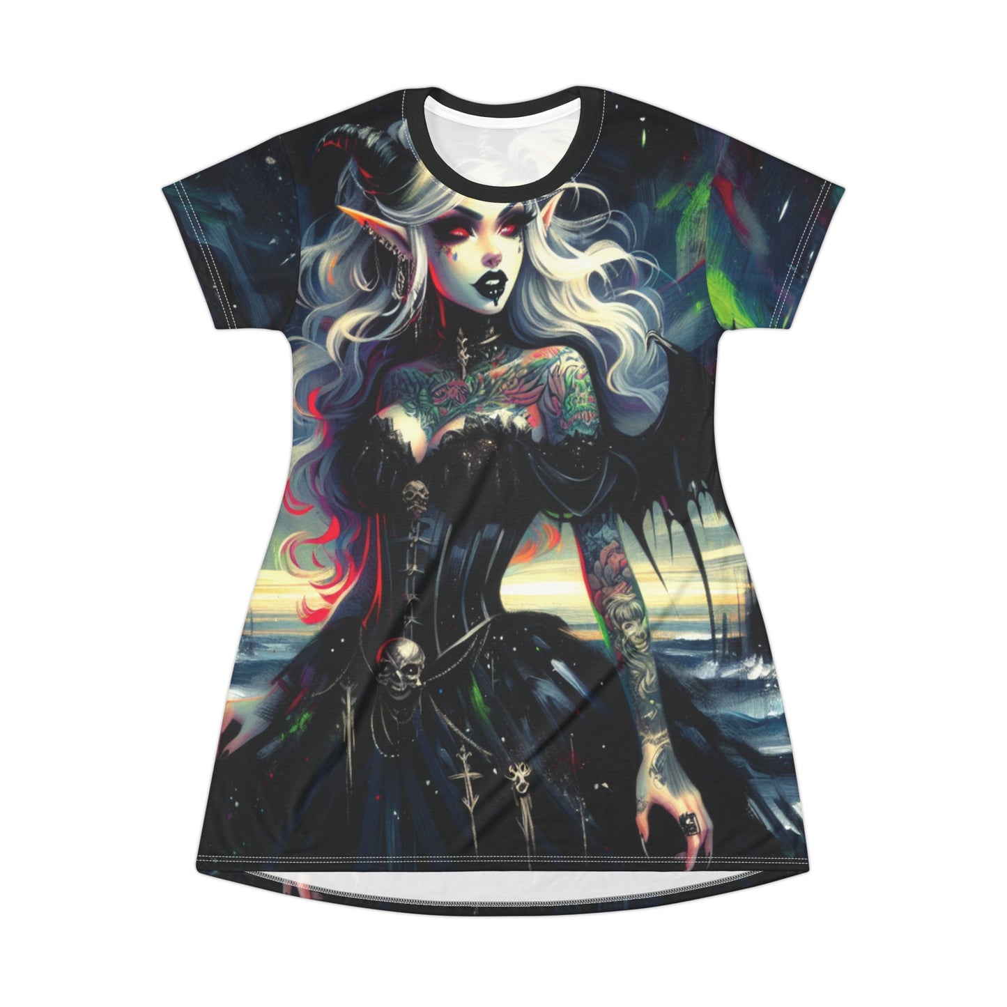 Cape Requiem Aurora Borealis Vampire T-Shirt Dress