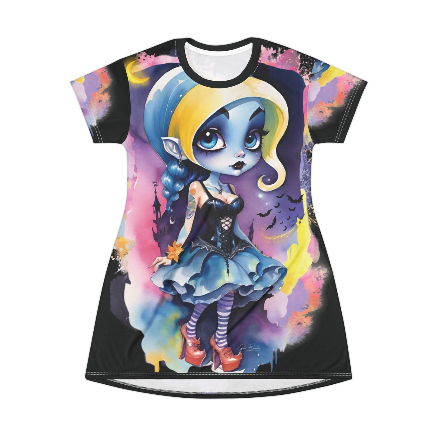 Gothic Elf Night Lover T-Shirt Dress