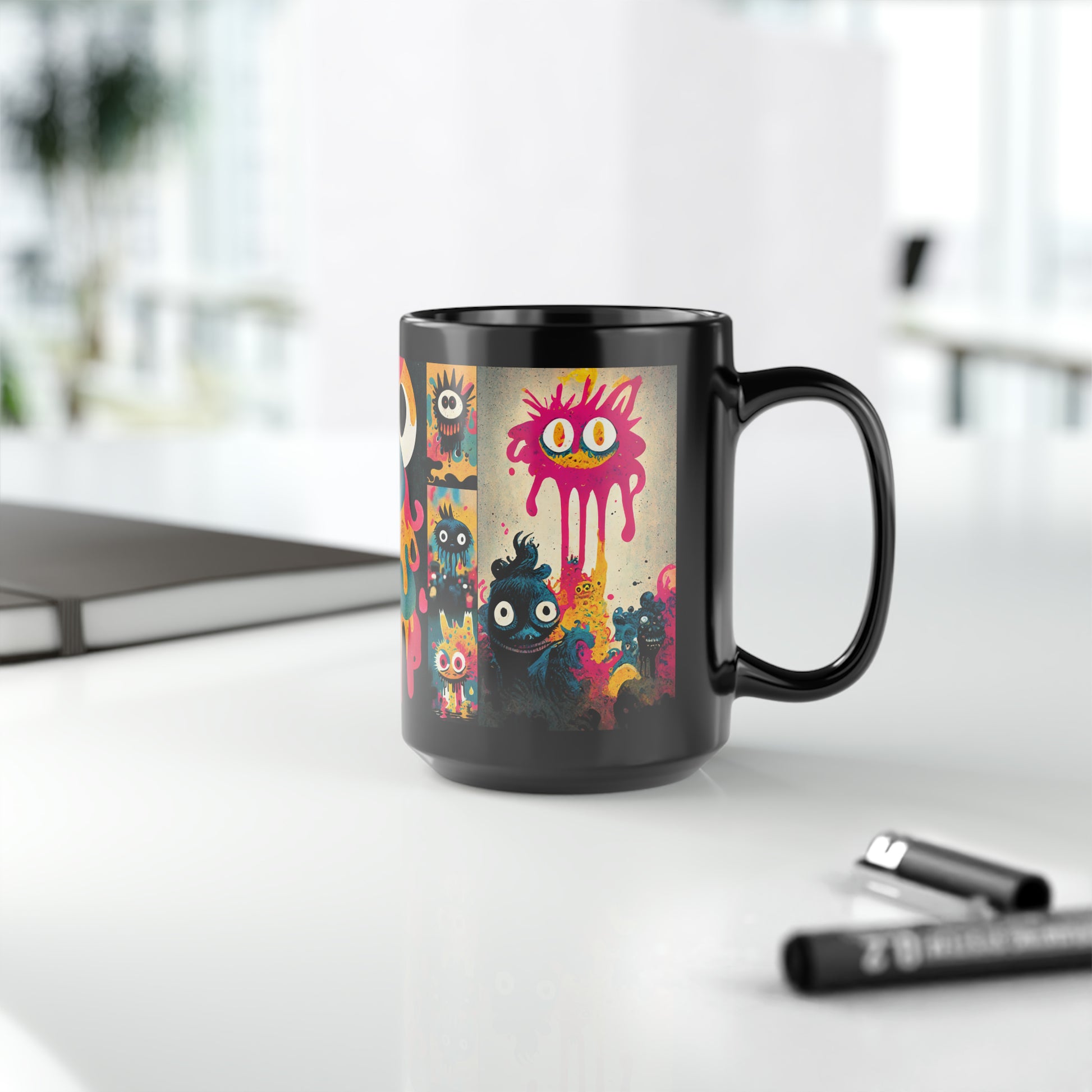 Looney Creatures Black Mug | 15oz Little Monsters Cup