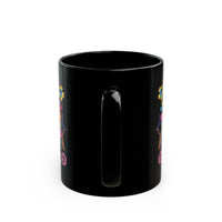 Funny Peace Love & Light Black Mug