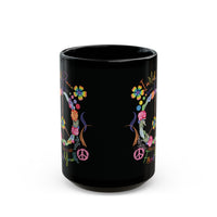 Funny Peace Love & Light Black Mug