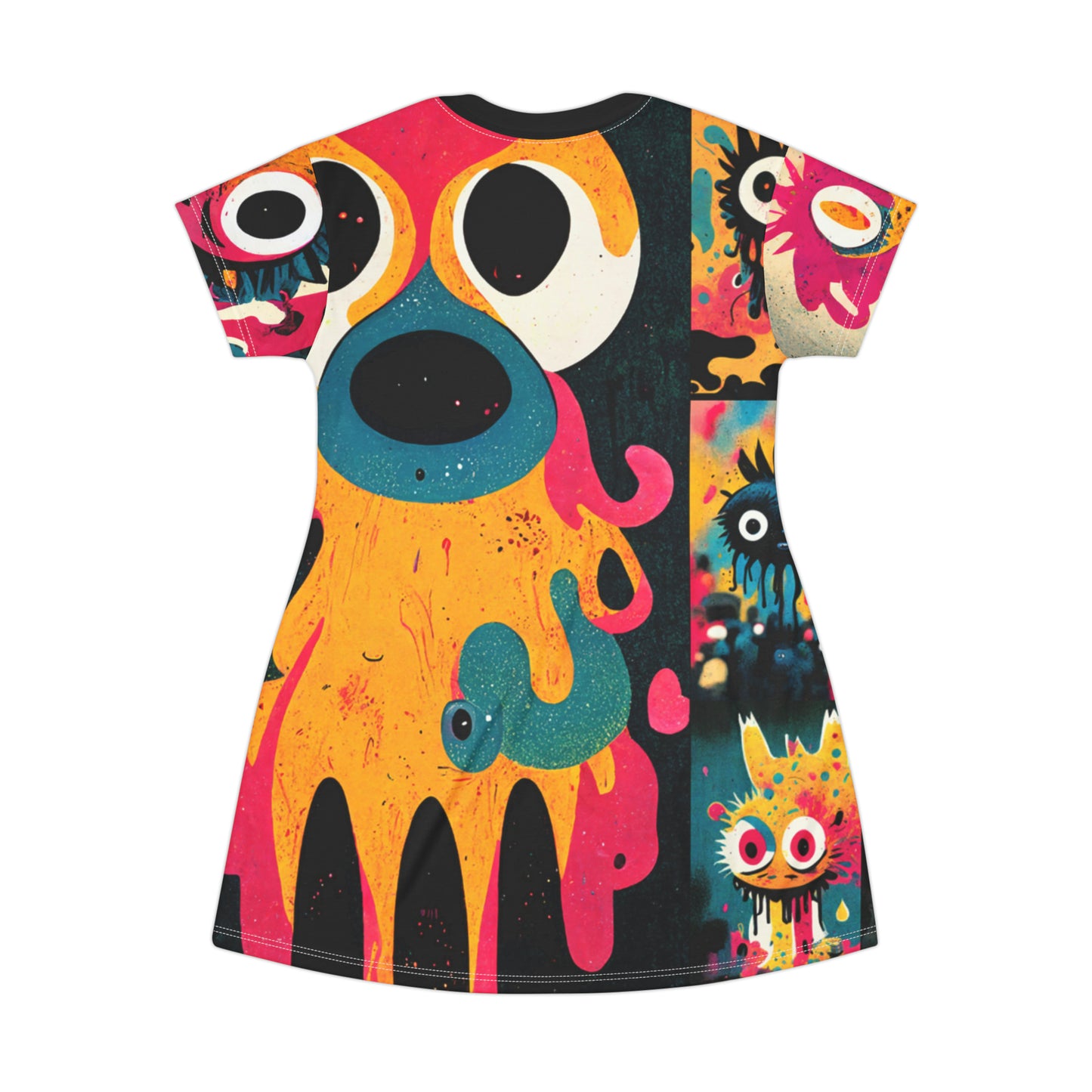 Little Monster Ghouls Color Splash Gothic Art T-Shirt Dress