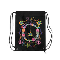 Funny Peace Love & Light Drawstring Bag