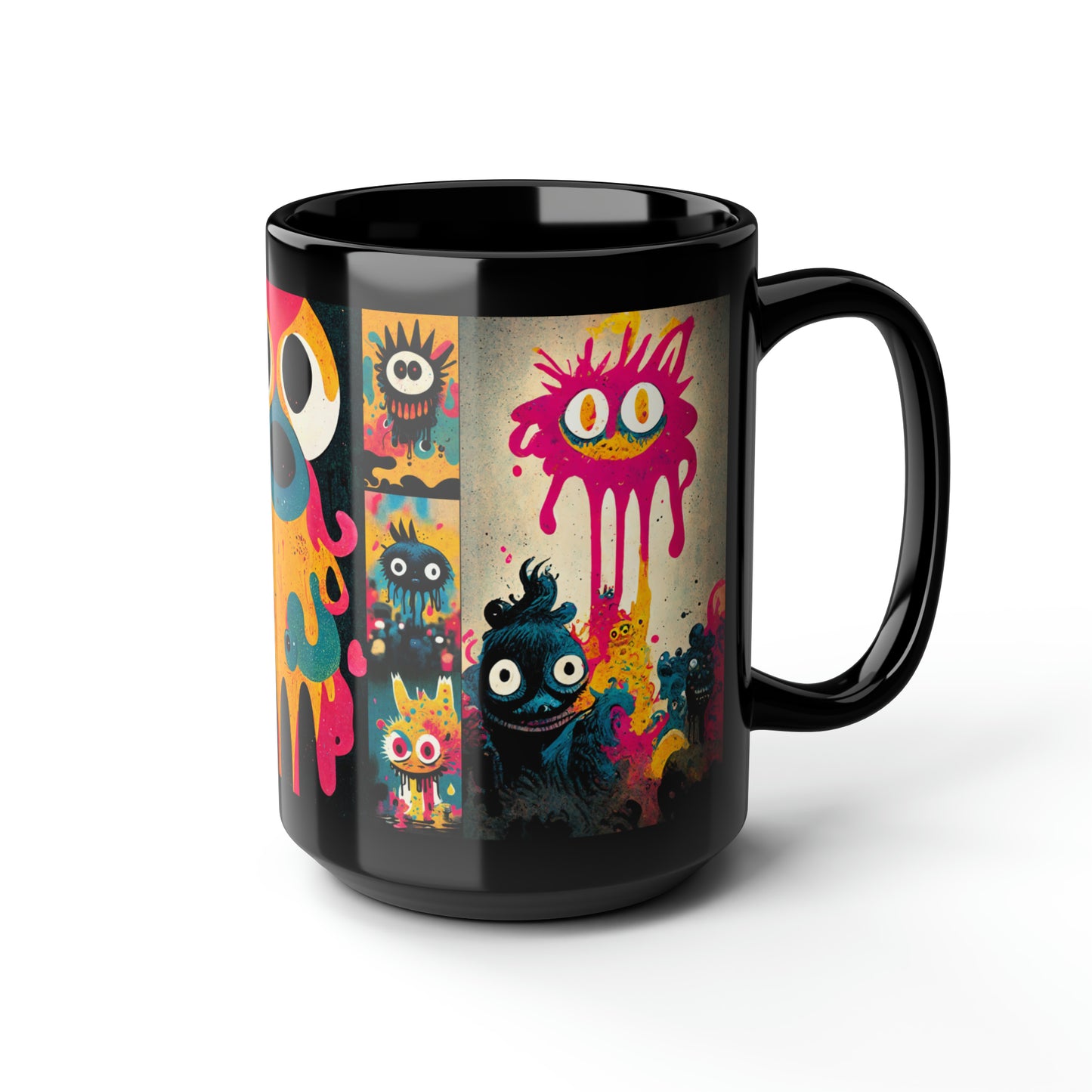 Looney Creatures Black Mug | 15oz Little Monsters Cup