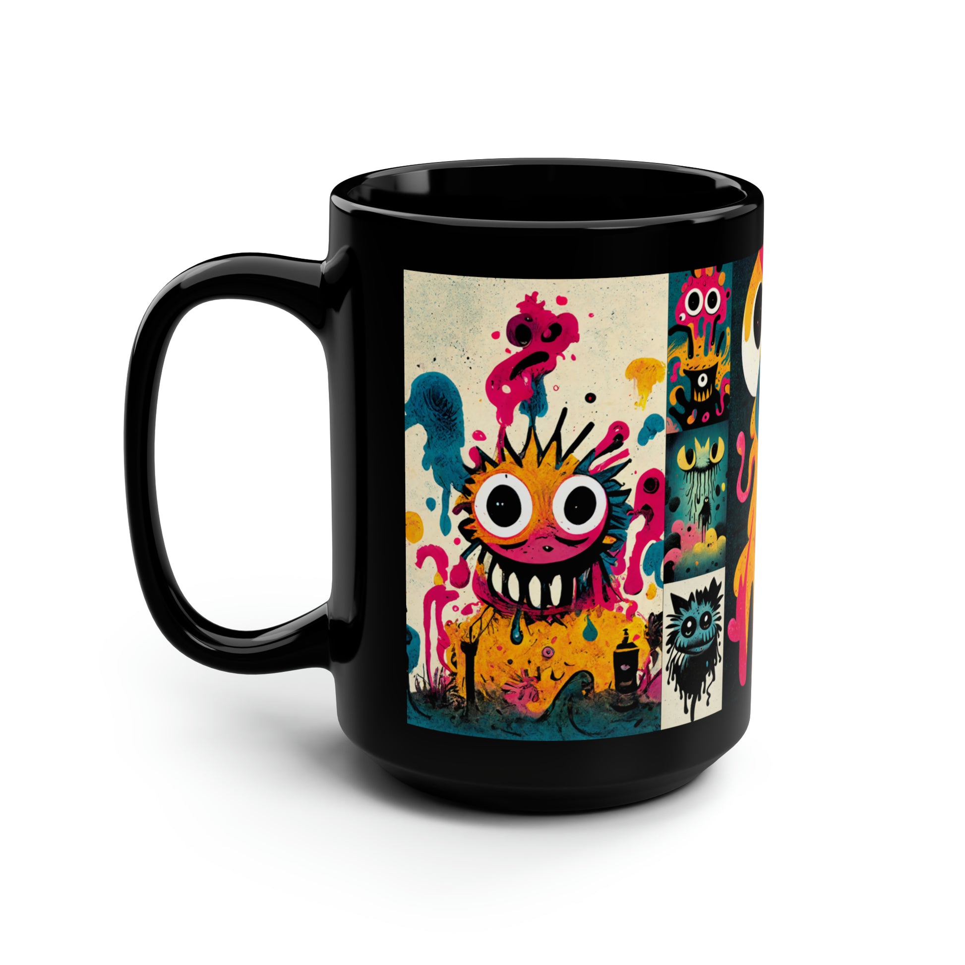 Looney Creatures Black Mug | 15oz Little Monsters Cup