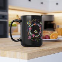 Funny Peace Love & Light Black Mug