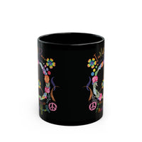 Funny Peace Love & Light Black Mug