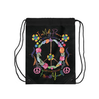 Funny Peace Love & Light Drawstring Bag