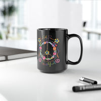 Funny Peace Love & Light Black Mug