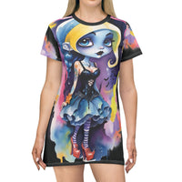 Gothic Elf Night Lover T-Shirt Dress