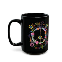 Funny Peace Love & Light Black Mug