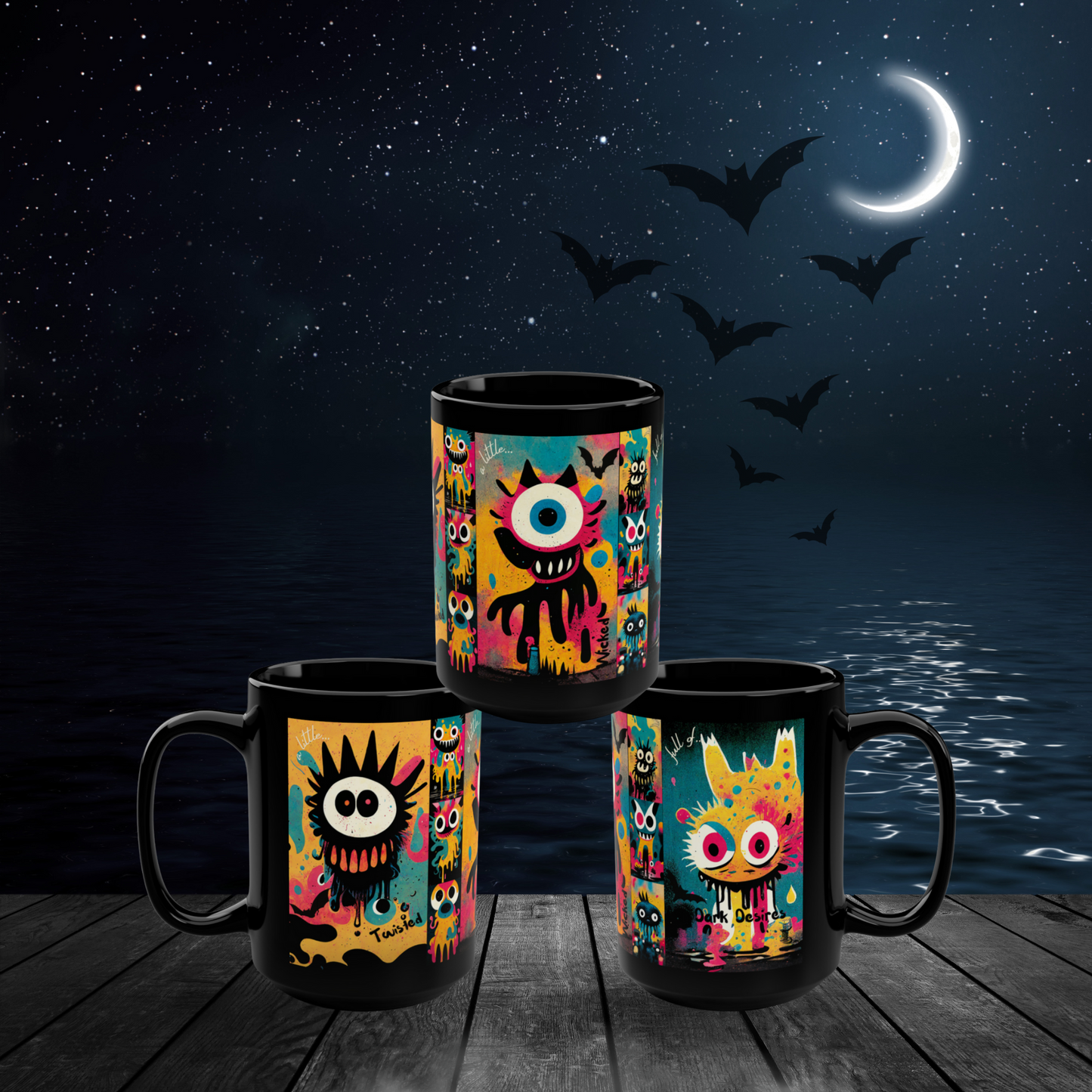 A Little Twisted Black Coffee Mug | 15oz Little Monsters Cup