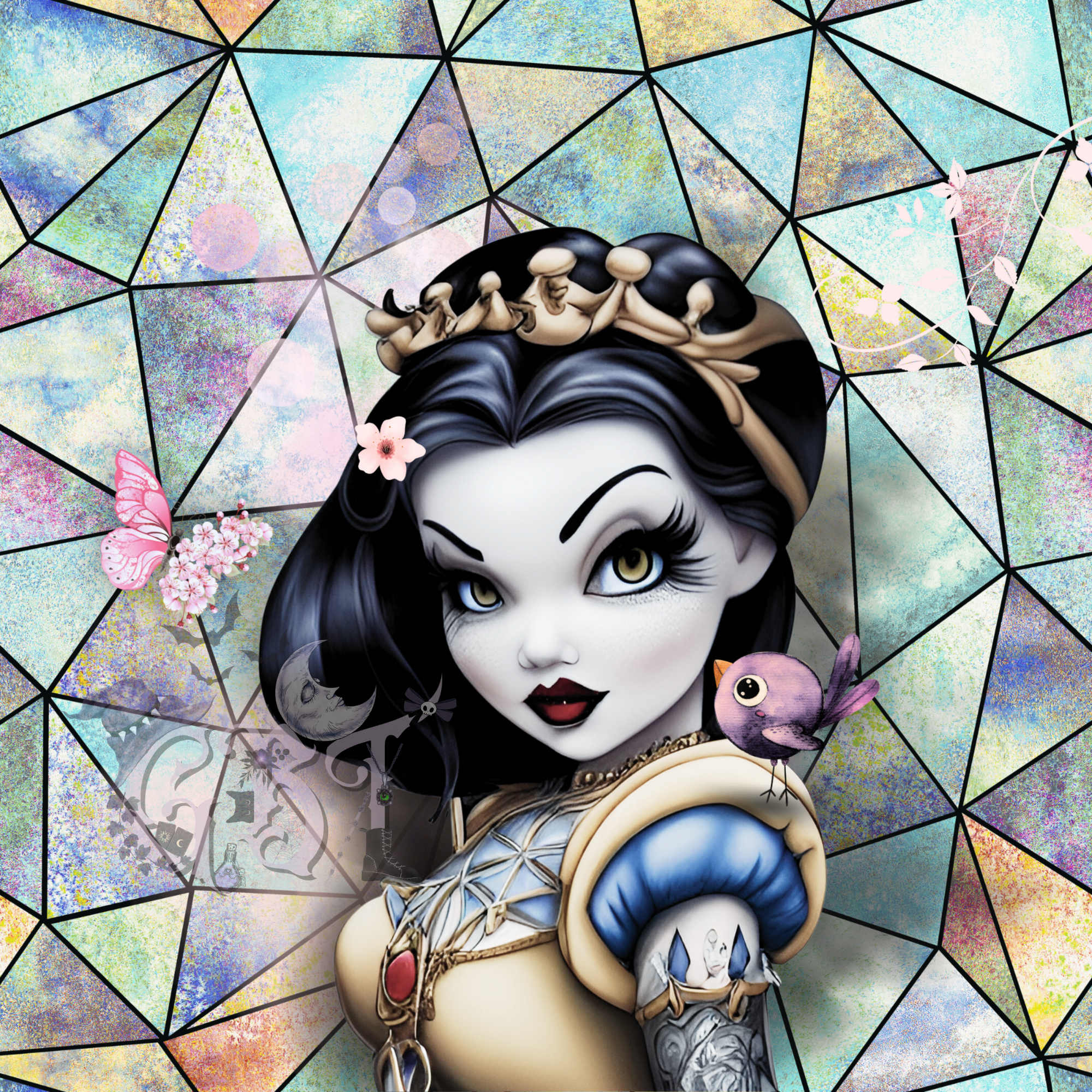 Mysterious Snow Digital Art | Gothic Snow White Art | Digital Download