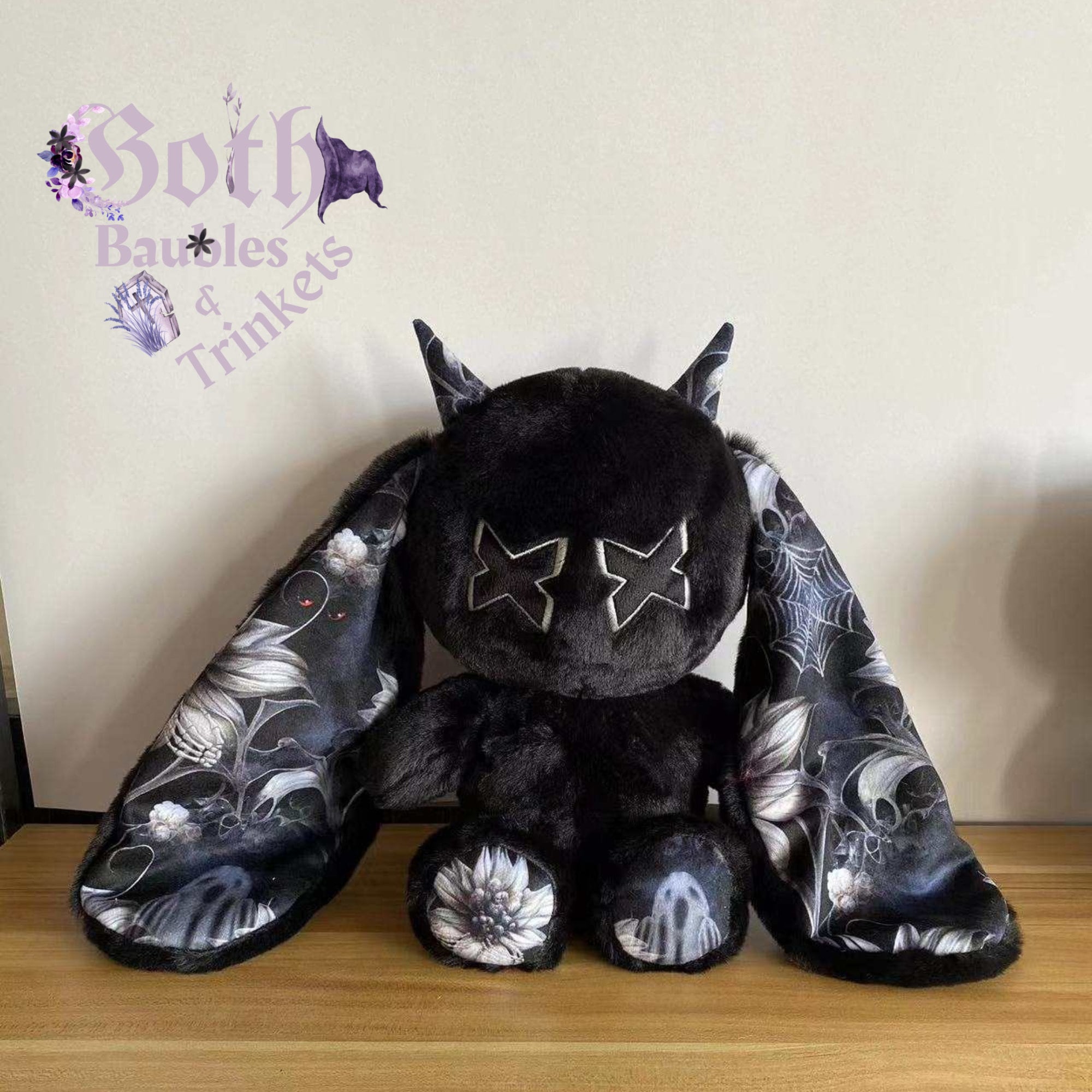 Creepy Goth Bunny Plush Crazy Rabbit Plushie Toys, Spooky Gothic